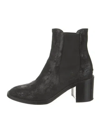 Pre-owned Jimmy Choo Suede Glitter Accents Chelsea Boots In Black