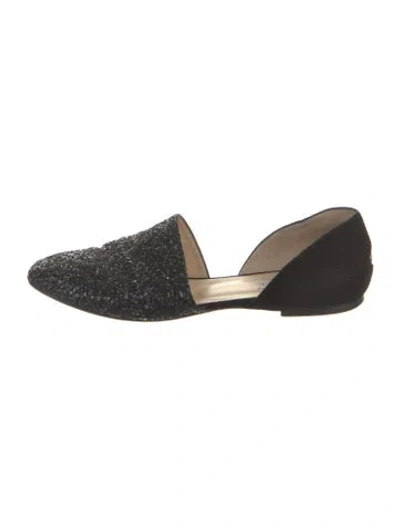 Pre-owned Jimmy Choo Suede Glitter Accents Flats In Black