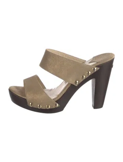 Pre-owned Jimmy Choo Suede Glitter Accents Slides In Gold