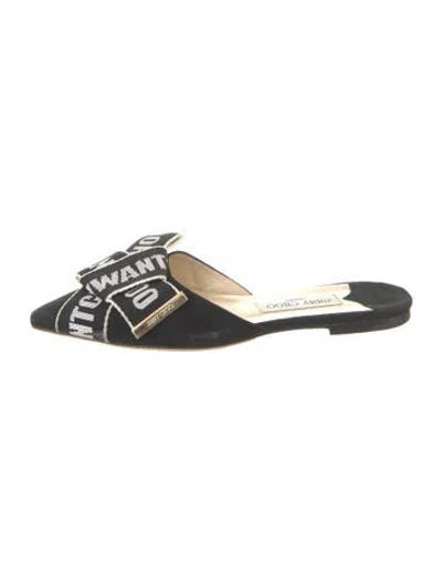Pre-owned Jimmy Choo Suede Graphic Print Mules In Black
