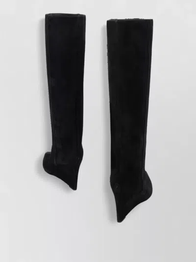 Jimmy Choo High Suede Wedge Heel Boot In Black