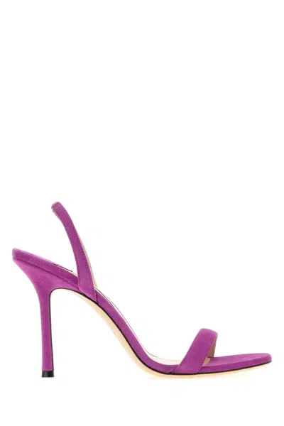 Jimmy Choo Suede Jenn Sandals With 10 Cm Heel In Purple