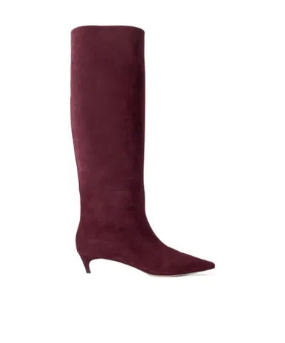 Jimmy Choo Maxima 35 Suede Knee Boots In Burgundy