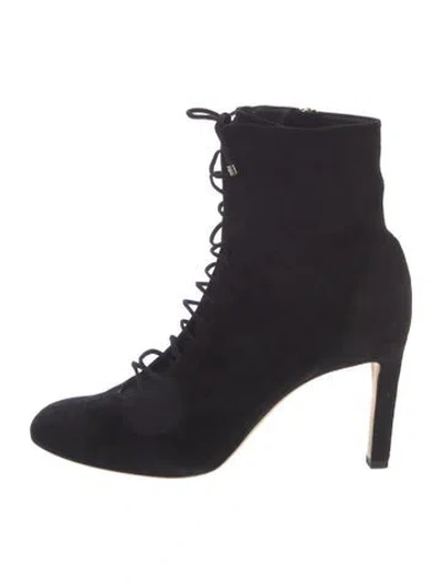 Pre-owned Jimmy Choo Suede Lace-up Boots In Black