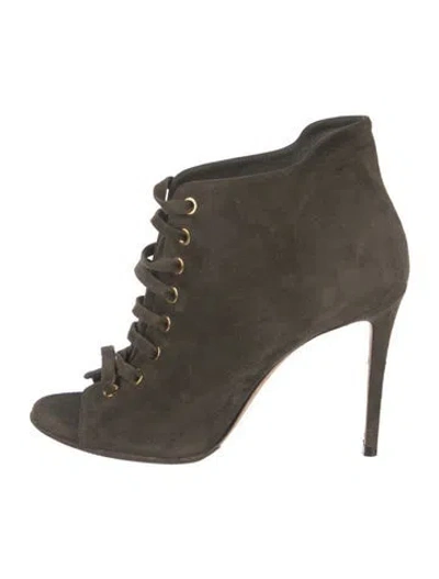 Pre-owned Jimmy Choo Suede Lace-up Boots In Green
