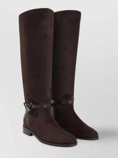 JIMMY CHOO SUEDE LAWTON KB FLAT BOOTS