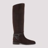 Jimmy Choo Suede Lawton Kb Flat Boots 37 In Brown