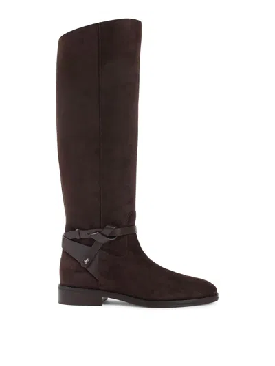 JIMMY CHOO SUEDE LAWTON KB FLAT BOOTS