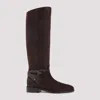 Jimmy Choo Suede Lawton Kb Flat Boots 37 In Brown