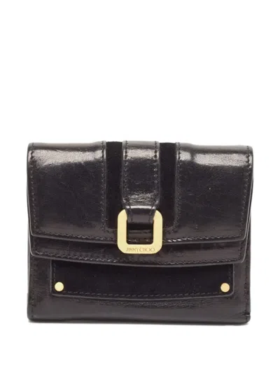 Pre-owned Jimmy Choo Suede Leather Buckle Wallet