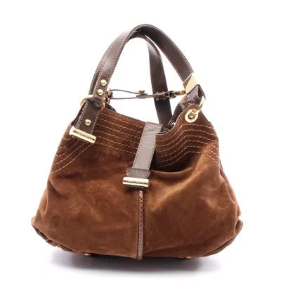 Jimmy Choo Suede Leather Tote Bag In Brown