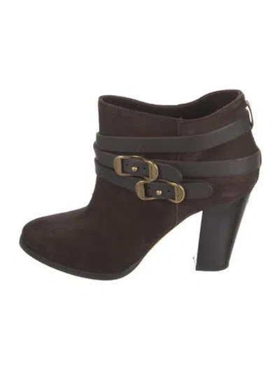 Pre-owned Jimmy Choo Suede Leather Trim Embellishment Boots In Brown
