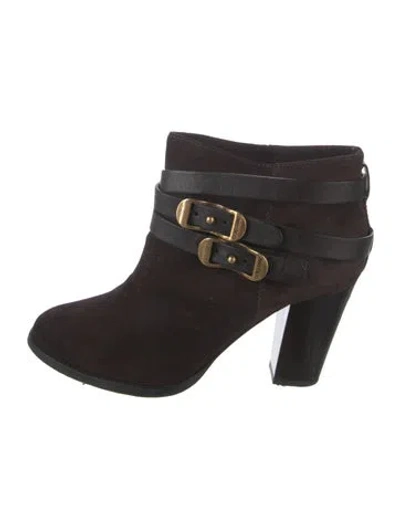 Pre-owned Jimmy Choo Suede Leather Trim Embellishment Boots In Brown