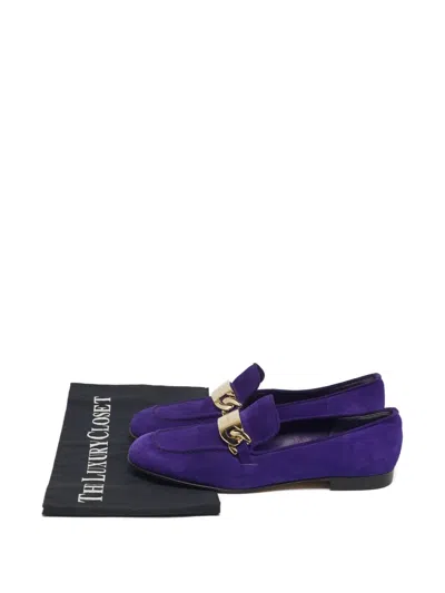 Pre-owned Jimmy Choo Suede Loafers In Purple