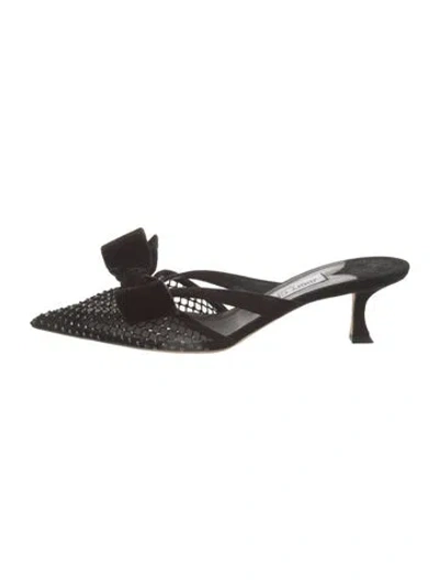 Pre-owned Jimmy Choo Suede Mesh Accents Mules In Black