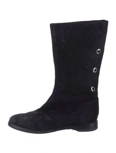 Pre-owned Jimmy Choo Suede Moto Boots In Black