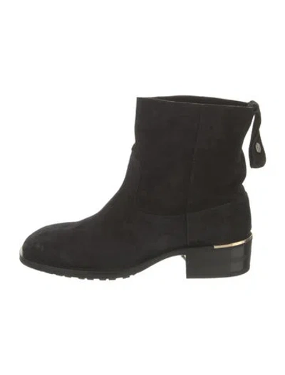Pre-owned Jimmy Choo Suede Moto Boots In Black