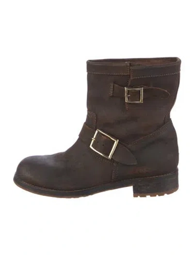 Pre-owned Jimmy Choo Suede Moto Boots In Multi