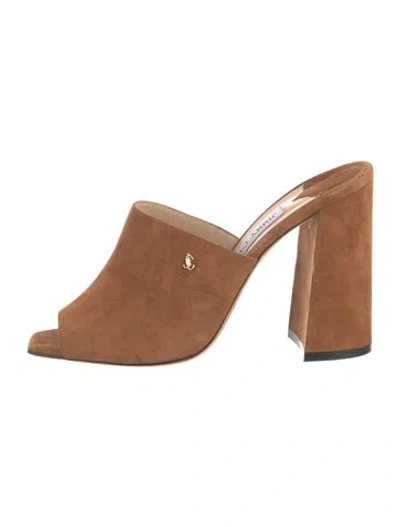 Pre-owned Jimmy Choo Suede Mules In Brown