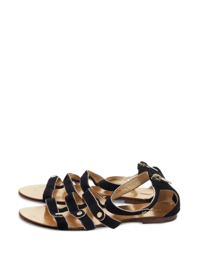 Pre-owned Jimmy Choo Suede Multi-strap Sandals In Black