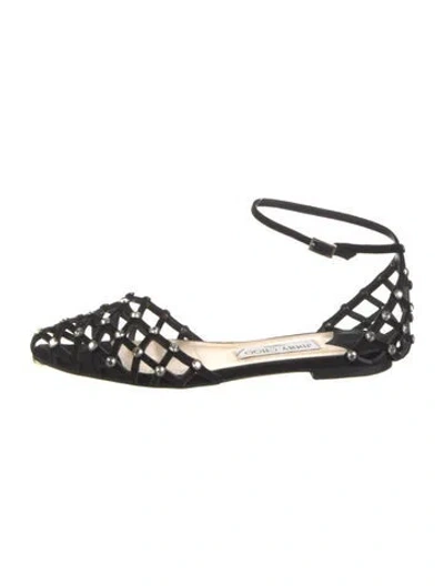 Pre-owned Jimmy Choo Suede Patterned D'orsay Flats In Black