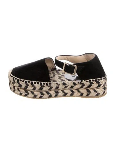 Pre-owned Jimmy Choo Suede Patterned Espadrilles In Black