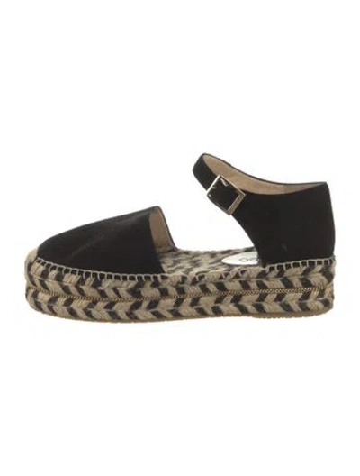 Pre-owned Jimmy Choo Suede Patterned Espadrilles In Black