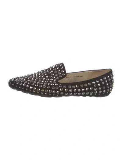 Pre-owned Jimmy Choo Suede Patterned Loafers In Black