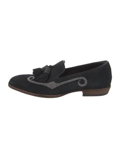 Pre-owned Jimmy Choo Suede Patterned Slippers In Black