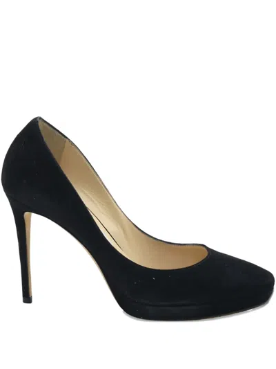 Pre-owned Jimmy Choo Suede Platform Heeled Pumps In Black