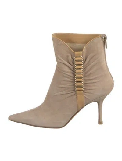 Pre-owned Jimmy Choo Suede Pleated Accents Boots In Neutral