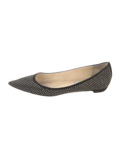 Pre-owned Jimmy Choo Suede Printed Flats In Black
