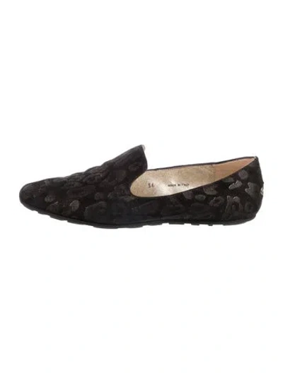 Pre-owned Jimmy Choo Suede Printed Loafers In Black