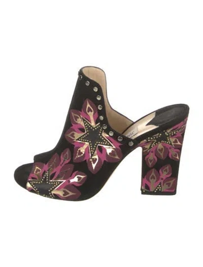 Pre-owned Jimmy Choo Suede Printed Slides In Multi