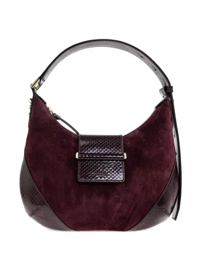 Jimmy Choo Suede Shoulder Bag In Burgundy