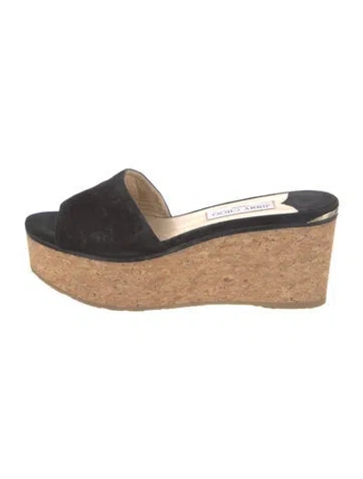 Pre-owned Jimmy Choo Suede Slides In Black