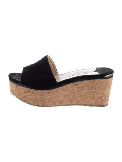 Pre-owned Jimmy Choo Suede Slides In Black