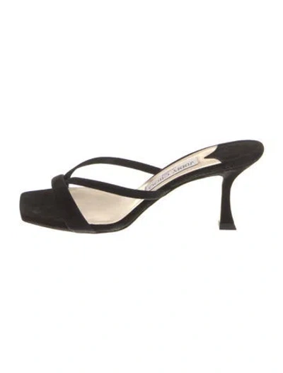 Pre-owned Jimmy Choo Suede Slides In Black