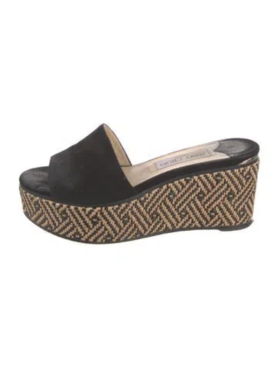 Pre-owned Jimmy Choo Suede Slides In Black