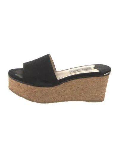 Pre-owned Jimmy Choo Suede Slides In Black