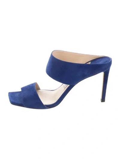 Pre-owned Jimmy Choo Suede Slides In Blue
