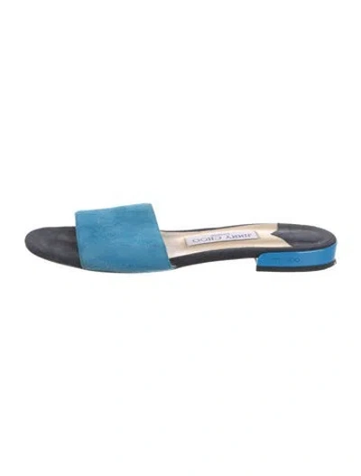 Pre-owned Jimmy Choo Suede Slides In Blue