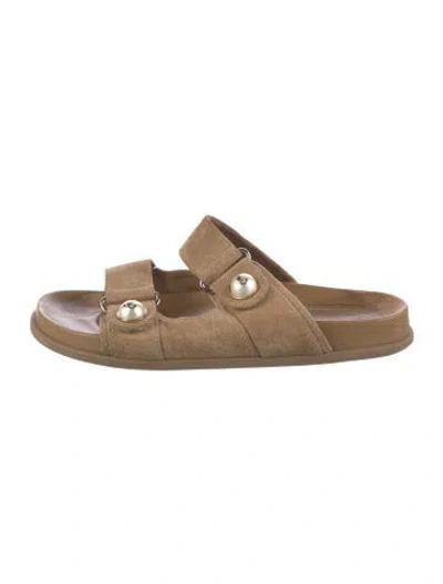 Pre-owned Jimmy Choo Suede Slides In Neutral