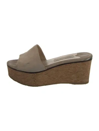 Pre-owned Jimmy Choo Suede Slides In Neutral