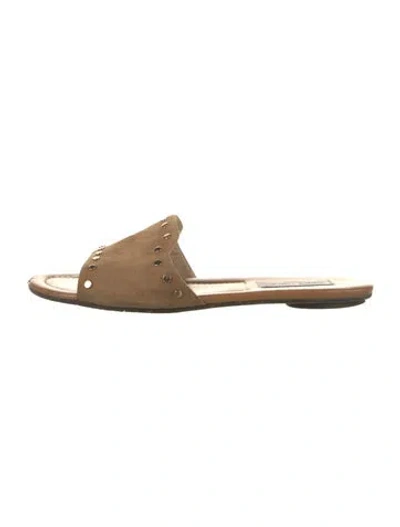 Pre-owned Jimmy Choo Suede Slides In Neutrals