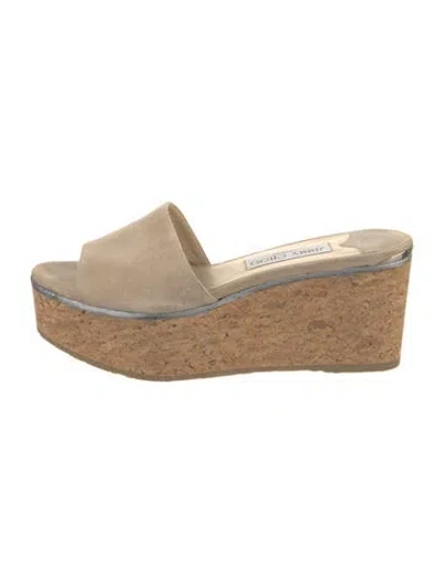 Pre-owned Jimmy Choo Suede Slides In Neutrals