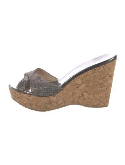 Pre-owned Jimmy Choo Suede Slides In Silver