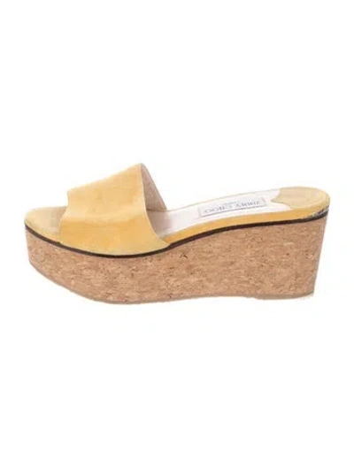 Pre-owned Jimmy Choo Suede Slides In Yellow