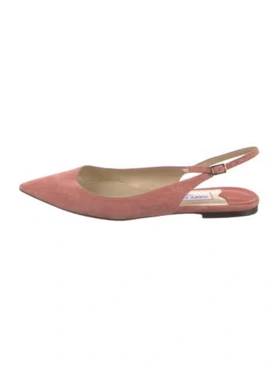 Pre-owned Jimmy Choo Suede Slingback Flats In Pink