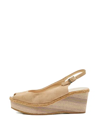 Pre-owned Jimmy Choo Suede Slingback Heeled Pumps In Neutral